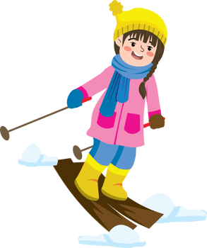 Girl in winter outfit sliding through fresh snow png