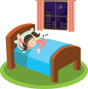 Girl sleeping deeply on white bed sheets png