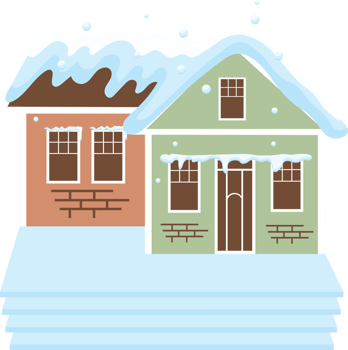 Beautiful snowy home in a quiet European neighborhood png