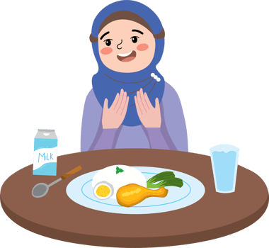 Smiling child eating at the table in the morning light png