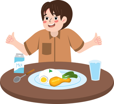 Little boy having breakfast before going to school png
