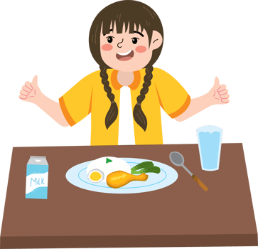 Little girl having healthy breakfast before starting daily activities png