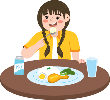 Morning routine of a cheerful little girl png