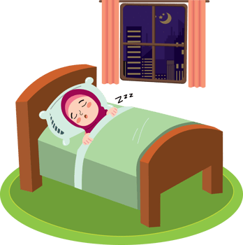 Muslim girl sleeping peacefully on a cozy bed png