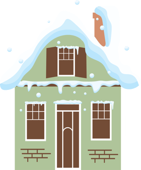 Charming snow covered house in a European village png