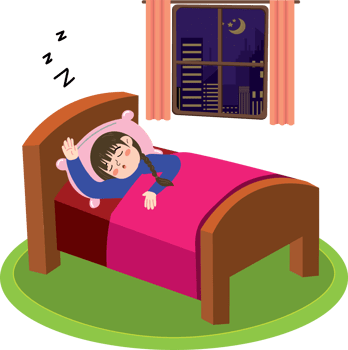 Sweet dreams of a little girl in her bed png