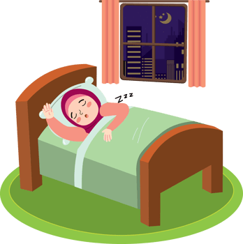 Hijab girl resting quietly during nighttime sleep png