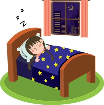 Sleeping child girl wrapped in warm blanket png