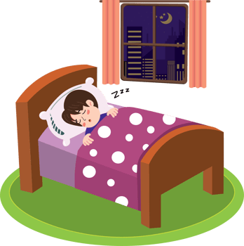 Little boy sleeping peacefully on a comfortable bed png