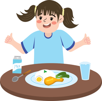 Early breakfast for young schoolgirl png