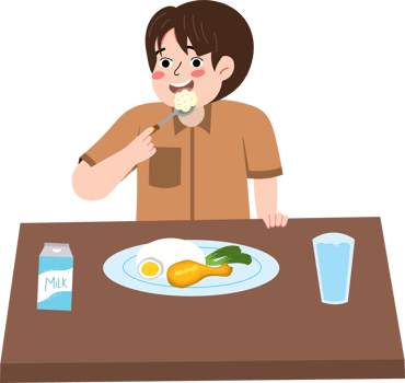 Kid enjoying breakfast at home in the morning png