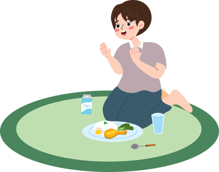 Boy having nutritious breakfast before starting the day png