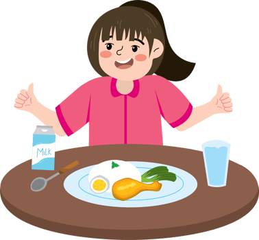 Schoolgirl having breakfast before going out png