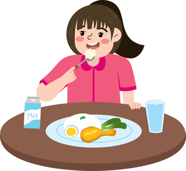 Morning moment of girl eating breakfast png