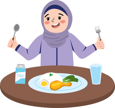 Small girl focused on her breakfast meal png
