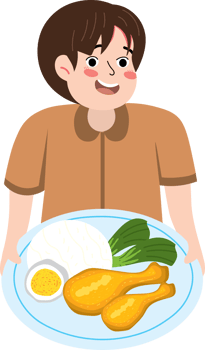 Happy boy having breakfast at the kitchen table png