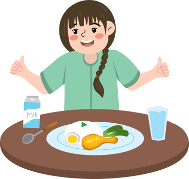 Home breakfast routine of little girl png