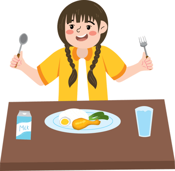 Morning lifestyle of child having breakfast png