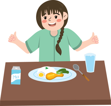 Peaceful breakfast time with child girl png