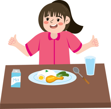 Healthy morning food for a little girl png