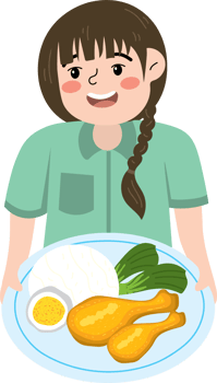 Schoolgirl eating at home in the morning png
