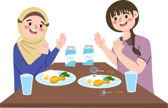Joyful moment of children eating together after Ramadan fast png