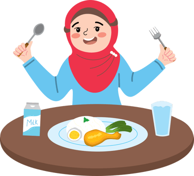 Girl child sitting at the table for breakfast png