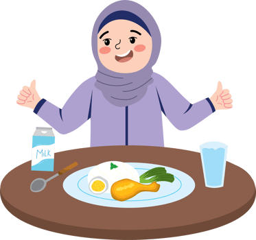 Kid girl enjoying breakfast at home png