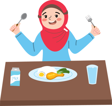 Morning routine of a girl having breakfast png