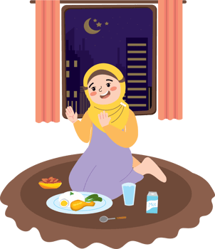 Early morning Ramadan meal for Muslim child png