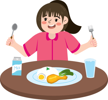 Child girl eating healthy breakfast in the morning png