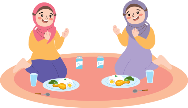 Happy kids enjoying iftar meal during Ramadan evening png