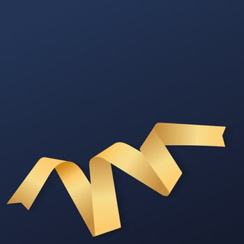 Golden ribbon border isolated on dark background. - . vector