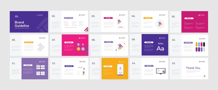 Brand Guidelines poster layout template. Brand identity presentation. Manual template design vector