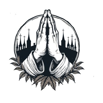 Vintage Reverence A Monochromatic Prayer Illustration vector