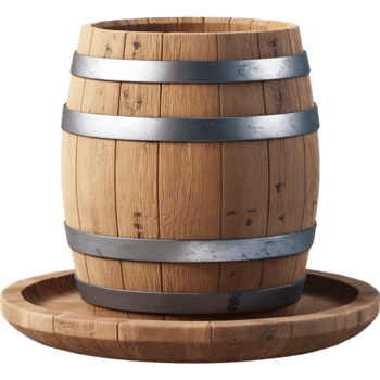 Light Brown Wooden Barrel on Stand png
