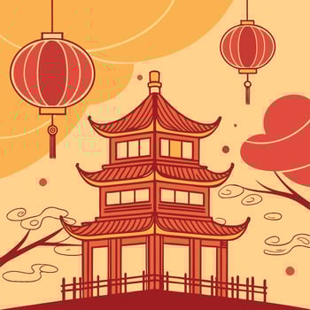 Chinese Building Illustration Chinese National Day Celebration vector