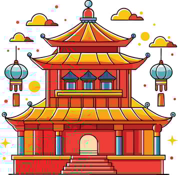 chinese new year elements chinese japan simple style light background vector