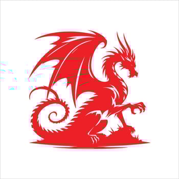 Red dragon on white background vector