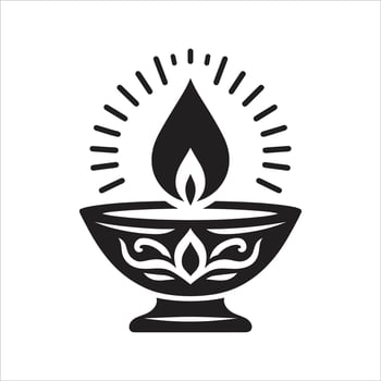 A black and white icon of a candle with a flame vector