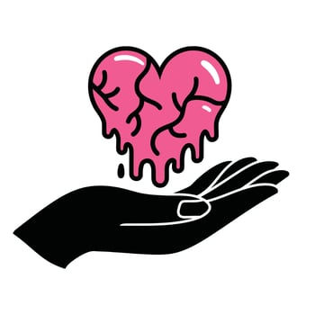 Melting Pink Heart in Hand Illustration vector