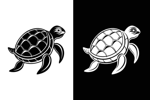 Turtle black icon isolated on white. Sea turtle icon illustration. Turtle silhouette vector