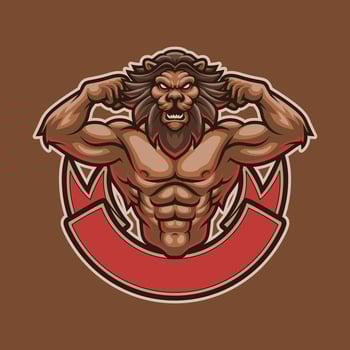 Animal Lion Bodybuilding Mascot Illustration Works Perfectly for Your Brand Business vector