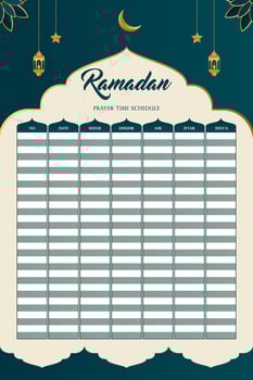 Ramadan prayer schedule template vector
