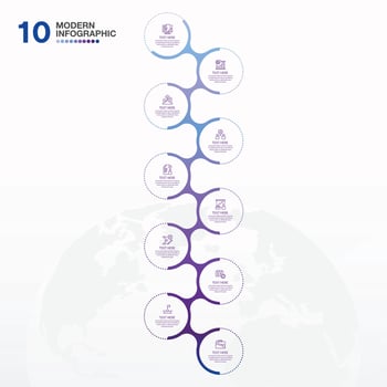 Infographic process design with icons and 10 options or steps. vector