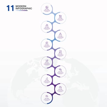 Infographic process design with icons and 11 options or steps. vector