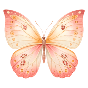 Delicate Watercolor Butterfly with Pink and Orange Wings for Nature and Fantasy Art png
