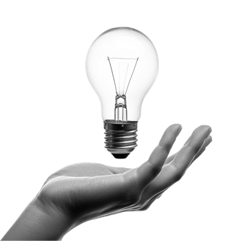 Creative Hand Grasping a Light Bulb Isolated on Clear png