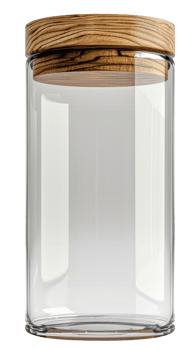 Glass jar with wooden lid png