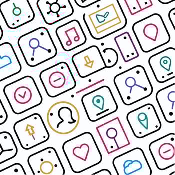 a collection of icons and icons in a square shape vector